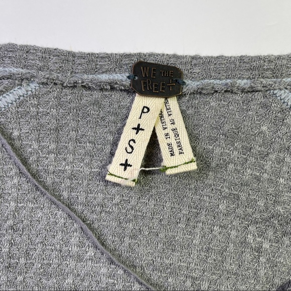 We The Free Gray Oversized Waffle Long Sleeve Size Small - Picture 5 of 13